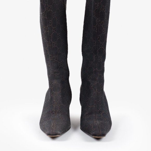 *SOLD* Gucci GG Monogram Canvas Espresso Brown Boots - Picture 2 of 12
